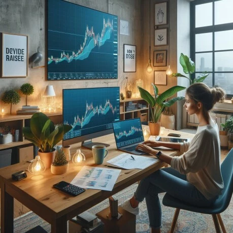 women trading assets while sitting on computer